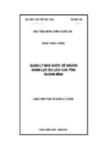 Quản lý nhà nước về nguồn nhân lực du lịch trên địa bàn tỉnh quảng bình