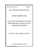 Quản lý nhà nước đối với xây dựng nông thôn mới tại huyện cần giờ thành phố hồ chí minh