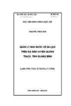 Quản lý nhà nước về du lịch trên địa bàn huyện quảng trạch, tỉnh quảng bình