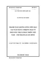 Thanh toán không dùng tiền mặt tại ngân hàng thương mại cổ phần đầu tư và phát triển việt nam   chi nhánh quảng bình