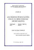 Quản trị rủi ro tín dụng tại tổng công ty tài chính cổ phần dầu khí việt nam (pvfc)