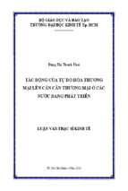 Tác động của tự do hóa thương mại lên cán cân thương mại ở các nước đang phát triển