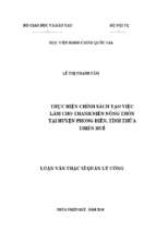 Thực hiện chính sách tạo việc làm cho thanh niên nông thôn tại huyện phong điền, tỉnh thừa thiên huế