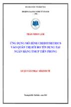 ứng dụng mô hình creditmetrics vào quản trị rủi ro tín dụng tại ngân hàng tmcp tiên phong