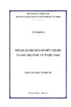 Mối quan hệ giữa sở hữu nội bộ và giá trị công ty ở việt nam