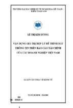 Vận dụng giá trị hợp lý để trình bày thông tin trên báo cáo tài chính của các doanh nghiệp việt nam