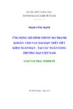 ứng dụng mô hình thước đo thanh khoản   cho vay dài hạn trên tiết kiệm ngắn hạn   tại các ngân hàng thương mại việt nam