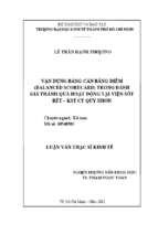 Vận dụng bảng cân bằng điểm (balance scorecard) trong đánh giá thành quả hoạt động tại viện sốt rét   ký sinh trùng, côn trùng quy nhơn