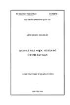 Quản lý nhà nước về dân sổ ở tỉnh bắc kạn