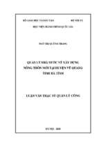 Quản lý nhà nước về xây dựng nông thôn mới tại huyện vũ quang tỉnh hà tĩnh