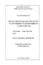 Mối quan hệ giữa khả năng tiếp cận vốn và tăng trưởng của doanh nghiệp vừa và nhỏ ở việt nam