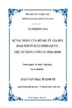 Sự tác động của rủi ro tỷ giá hối đoái tới tỷ suất sinh lợi và việc sử dụng công cụ phái sinh