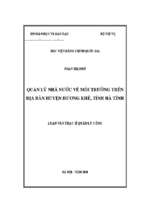 Quản lý nhà nước về môi trường trên địa bàn huyện hương khê tỉnh hà tĩnh