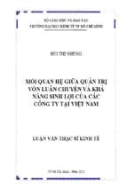 Mối quan hệ giữa quản trị vốn luân chuyển và khả năng sinh lợi của các công ty tại việt nam