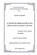 Sự truyền dẫn chính sách tiền tệ qua kênh tín dụng ngân hàng ở việt nam