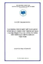 Vận dụng chuẩn mực kế toán quốc tế để hoàn thiện việc trình bày báo cáo bộ phận của các công ty niêm yết trên sàn chứng khoán việt nam