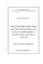 Phân tích khả năng sinh lợi theo khách hàng tại công ty trách nhiệm hữu hạn dịch vụ thương mại   sản xuất việt sin