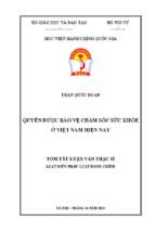 Quyền được bảo vệ chăm sóc sức khỏe ở việt nam hiện nay tt