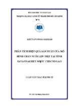 Phân tích hiệu quả sản xuất của mô hình chăn nuôi lợn thịt tại tỉnh savannakhet nước chdcnd lào