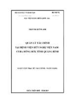 Quản lý tài chính tại bệnh viện hữu nghị việt nam   cu ba đồng hới, tỉnh quảng bình