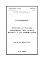 Tổ chức giáo dục pháp luật về an toàn giao thông cho người học lái xe   từ thực tiễn tỉnh bắc ninh