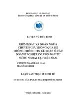 Kiểm soát và ngăn ngừa chuyển giá thông qua hệ thống thông tin kế toán ở các doanh nghiệp có vốn đầu tư nước ngoài tại việt nam