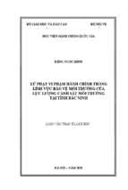 Xử phạt vi phạm hành chính trong lĩnh vực bảo vệ môi trường của lực lượng cảnh sát môi trường tại tỉnh bắc ninh
