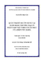 Quản trị rủi ro tín dụng tại ngân hàng tmcp nam việt theo chuẩn mực của hiệp ước basel