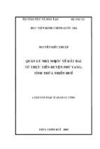 Quản lý nhà nước về đất đai   từ thực tiễn huyện phú vang, tỉnh thừa thiên huế