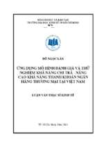 ứng dụng mô hình đánh giá và thử nghiệm khả năng chi trả   nâng cao khả năng thanh khoản ngân hàng thương mại tại việt nam