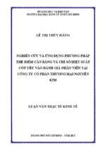 Nghiên cứu và ứng dụng phương pháp thẻ điểm cân bằng và chỉ số hiệu suất cốt yếu vào đánh giá nhân viên tại công ty cổ phần thương mại nguyễn kim