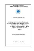 Nâng cao sự hài lòng của khách hàng về dịch vụ thẻ qua chi lương tại ngân hàng thương mại cổ phần đầu tư và phát triển việt nam chi nhánh tiền giang