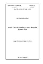 Quản lý vốn của quỹ phát triển đất tỉnh bắc ninh