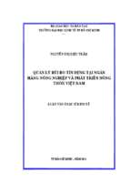 Quản lý rủi ro tín dụng tại ngân hàng nông nghiệp và phát triển nông thôn việt nam