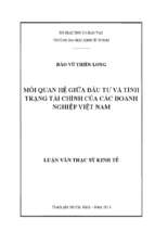 Mối quan hệ giữa đầu tư và tình trạng tài chính của các doanh nghiệp việt nam