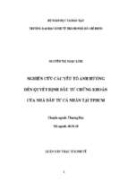 Nghiên cứu các yếu tố ảnh hưởng đến quyết định đầu tư chứng khoán của nhà đầu tư cá nhân tại tphcm