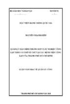Quản lý tài chính trong đơn vị sự nghiệp công lập theo cơ chế tự chủ tại các bệnh viện công lập của thành phố hồ chí minh