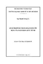 Quản trị rủi ro trong hoạt động tín dụng của ngân hàng quốc tế vib