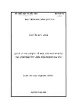 Quản lý nhà nước về hoạt động văn hóa tại quận bắc từ liêm, thành phố hà nội