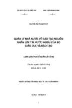 Qlnn về đào tạo nguồn nhân lực tại nước ngoài của bộ giáo dục và đào tạo