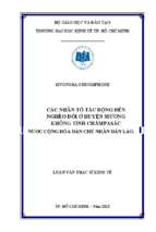 Các nhân tố tác động đến nghèo đói ở huyện mương không tỉnh chămpasac nước cộng hòa dân chủ nhân dân lào