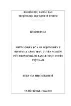 Những nhân tố ảnh hưởng đến ý định mua hàng trực tuyến nghiên cứu trong ngành bán lẻ trực tuyến việt nam