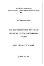 Mối quan hệ giữa thời tiết và lợi nhuận thị trường chứng khoán tp. hồ chí minh