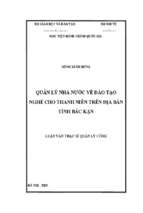 Qlnn về đào tạo nghề cho thanh niên trên địa bàn tỉnh bắc kạn