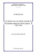 Tác động của các nhân tố kinh tế vĩ mô đến chỉ số giá chứng khoán việt nam