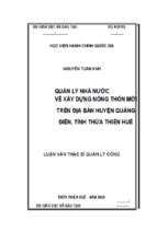 Quản lý nhà nước về xây dựng nông thôn mới trên địa bàn huyện quảng điền, tỉnh thừa thiên huế