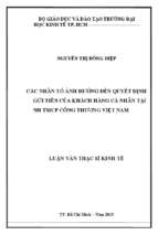 Các nhân tố ảnh hưởng đến quyết định gửi tiền của khách hàng cá nhân tại ngân hàng thương mại cổ phần công thương việt nam