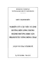 Nghiên cứu các yếu tố ảnh hưởng đến lòng trung thành thương hiệu sản phẩm nước uống đóng chai