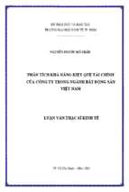 Phân tích khả năng kiệt quệ tài chính của công ty trong ngành bất động sản việt nam