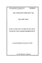 Quản lý nhà nước về trật tự xây dựng tại huyện chơn thành, tỉnh bình phước